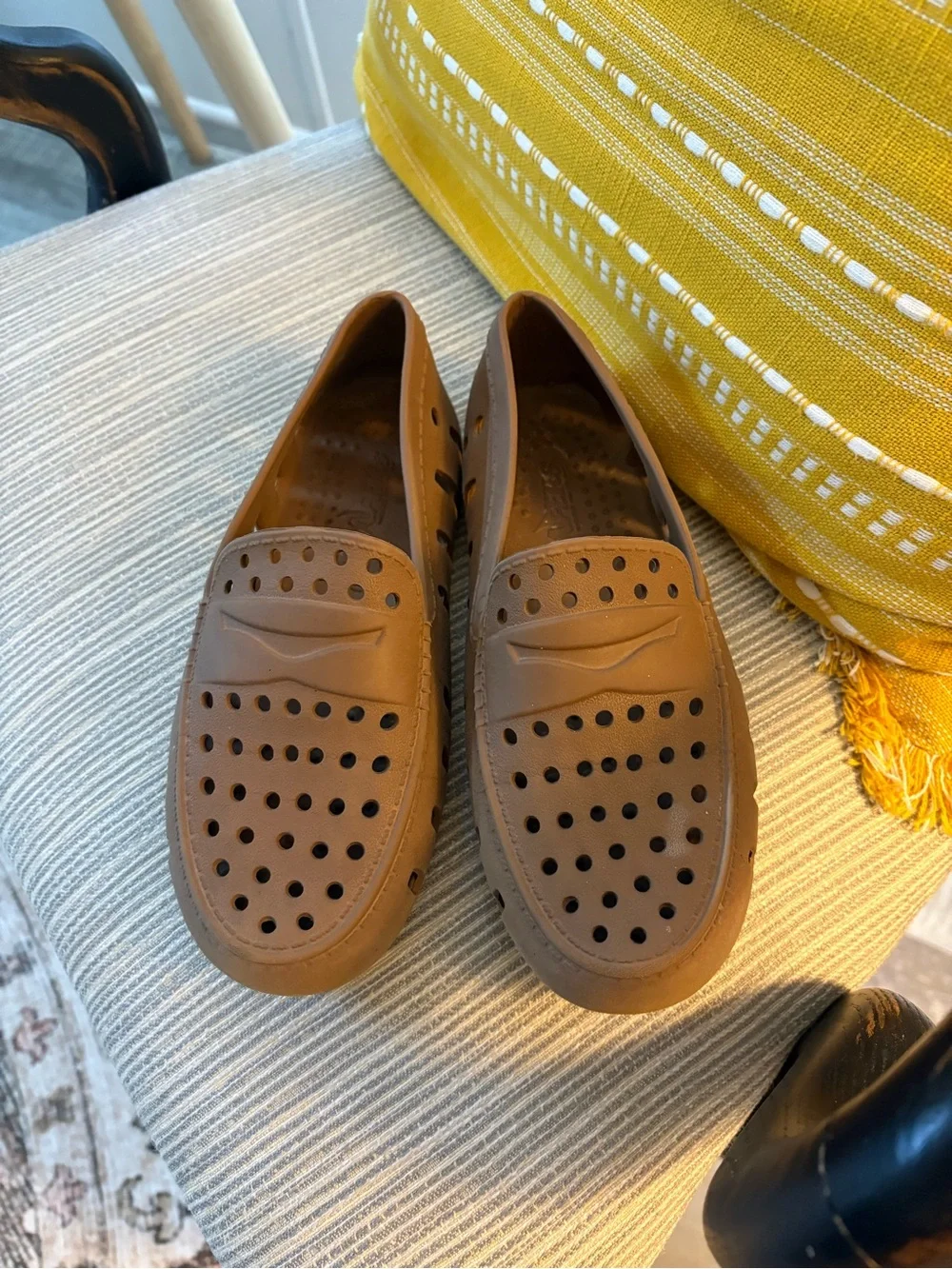 Brown Perforated Slip-On Loafers